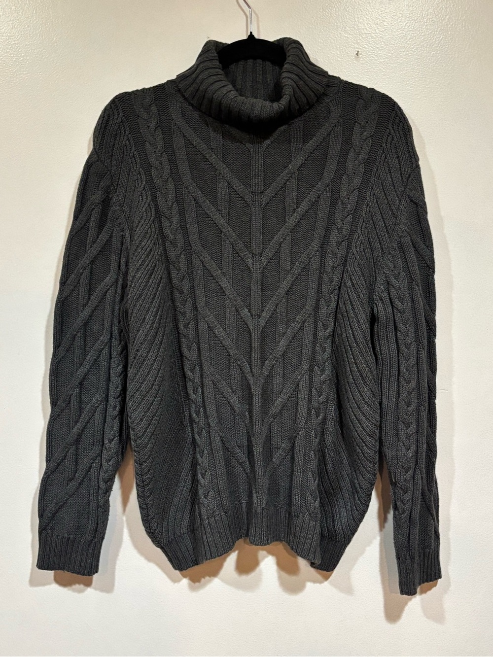 VTG Grant Thomas Mens Size M Turtleneck Sweater Fisherman Chunky Cable Knit 90s
